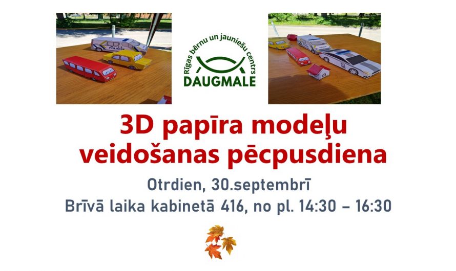 3D papīra modeļu veidošanas pēcpusdiena